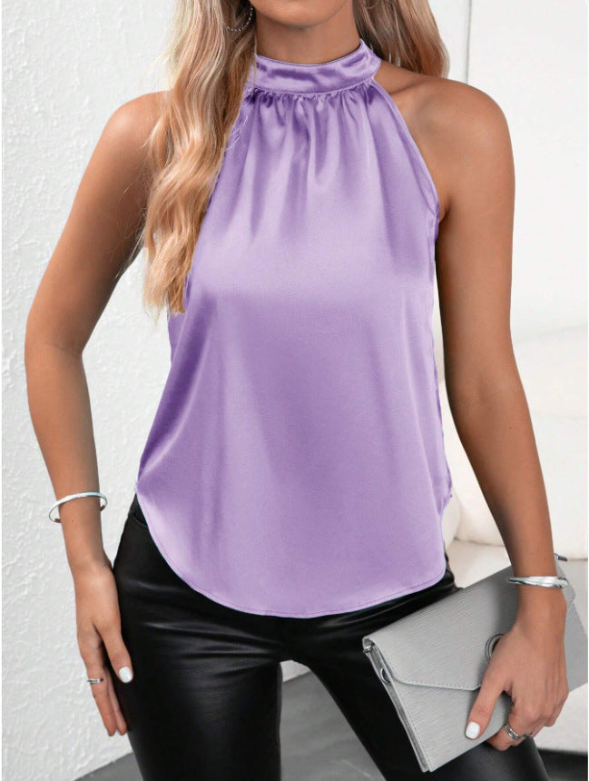 Damen Elegantes Satin Top mit hochgeschlossenem Kragen Echo Archiv