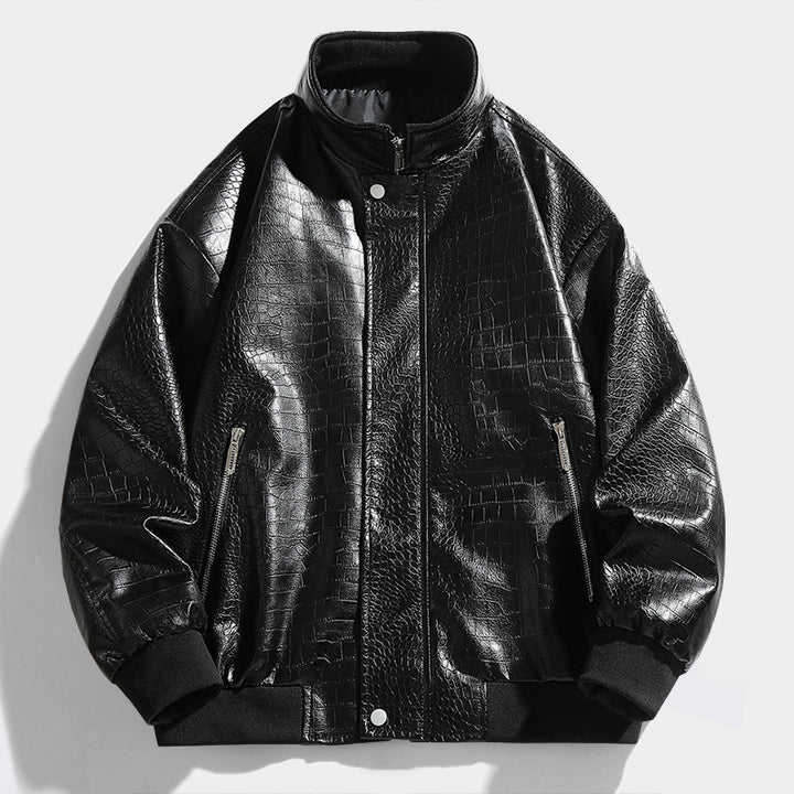 Herren lässige Kunstlederjacke mit Steppmuster Echoarchiv