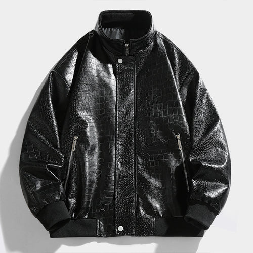 Herren lässige Kunstlederjacke mit Steppmuster Echoarchiv
