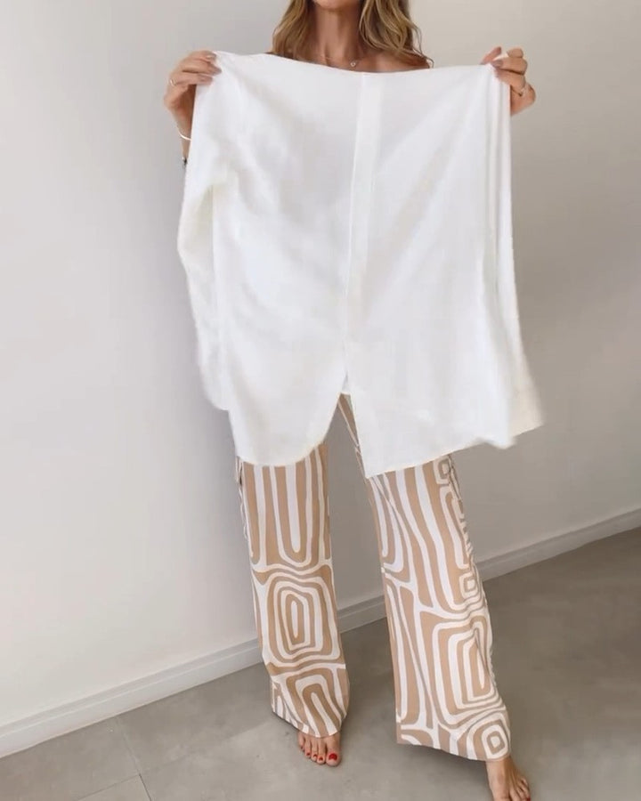 Frauen weite Palazzo-Hose mit grafischem Retro-Print Echoarchiv