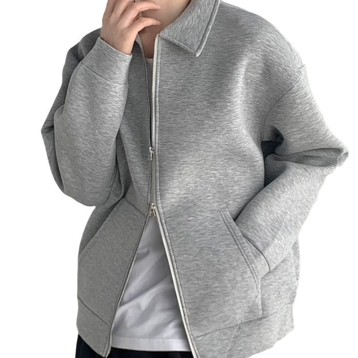 Herren Reißverschluss-Sweatjacke mit Hemdkragen und Oversize-Schnitt Echoarchiv