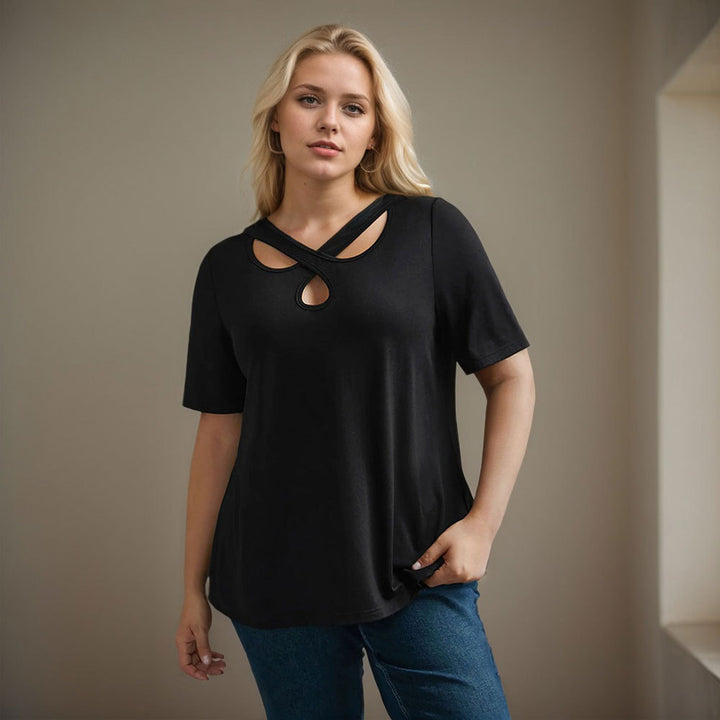 Damen Kurzarmshirt mit Kreuz-Ausschnitt Echo Archiv
