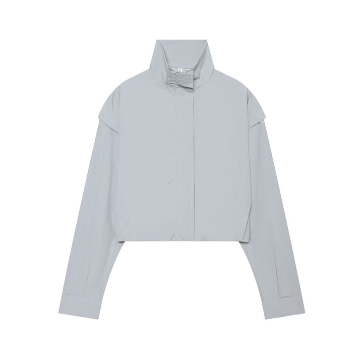 Damen Kurze funktionale Windjacke mit hohem Stehkragen und verdeckter Reißverschluss Echo Archiv