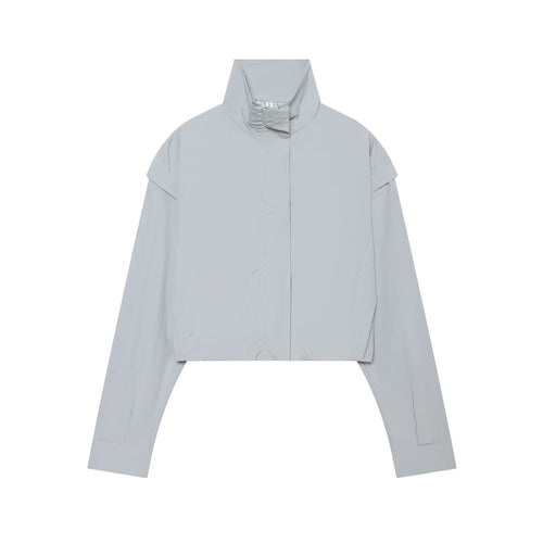 Damen Kurze funktionale Windjacke mit hohem Stehkragen und verdeckter Reißverschluss Echo Archiv