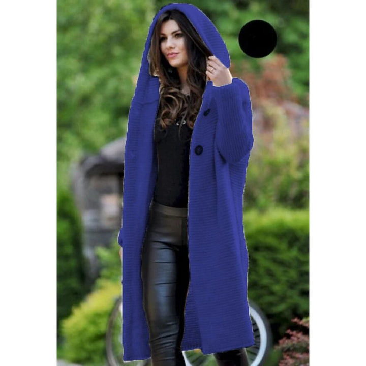 Damen Kapuzen-Strickmantel mit Oversize-Schnitt und Knopfleiste Echo Archiv