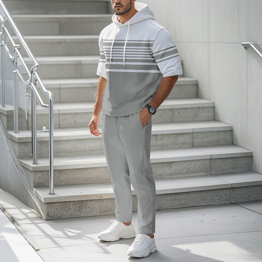 Herren Sportlicher Hoodie mit modischem Streifenmuster und bequemen Hosen Echoarchiv