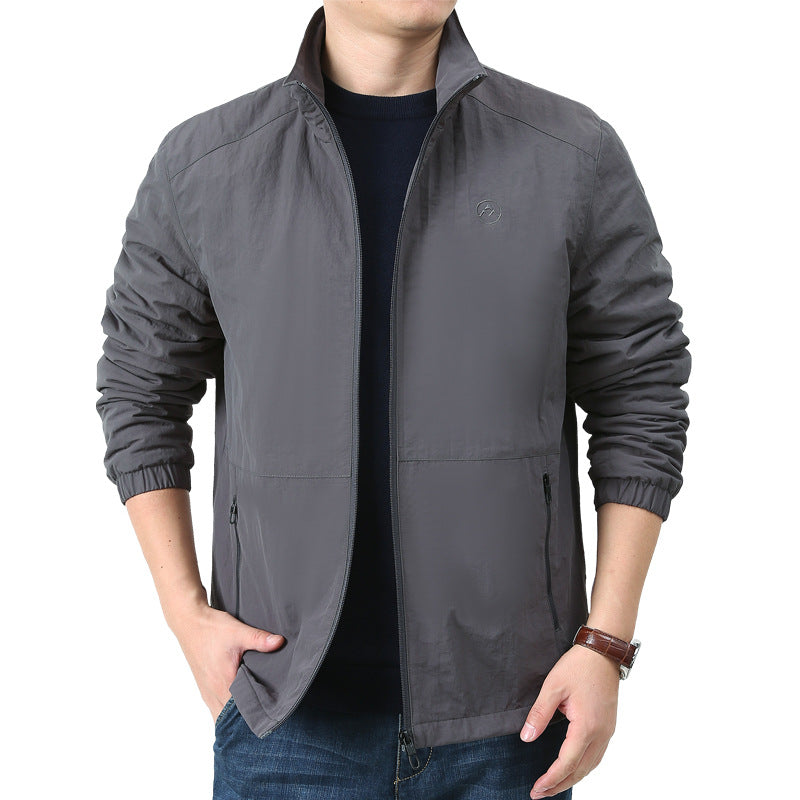 Herren Leichte Windjacke mit Stehkragen, Zwei Reißverschlusstaschen und elastischen Bündchen Echo Archiv