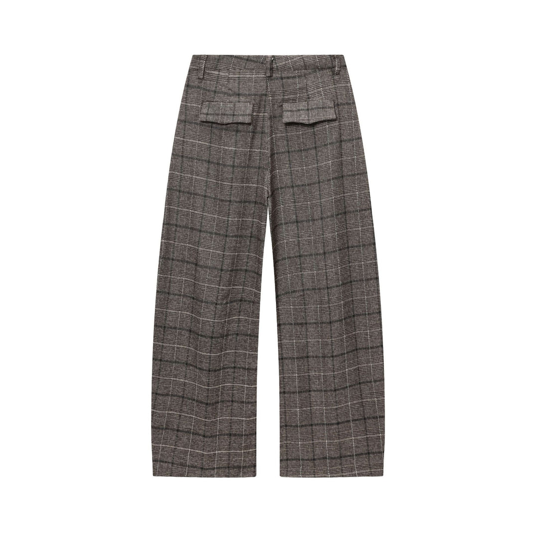 Damen nan Glencheck-Hose mit hoher Taille, weitem Bein, Bügelfalte und verdeckter Frontleiste Echo Archiv