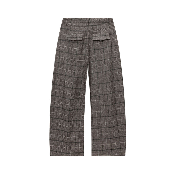 Damen nan Glencheck-Hose mit hoher Taille, weitem Bein, Bügelfalte und verdeckter Frontleiste Echo Archiv