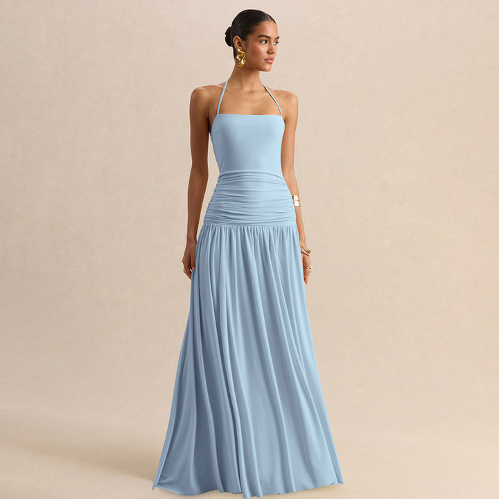 Damen Elegantes Maxikleid mit rüschiertem Oberteil und zarter Silhouette Echo Archiv