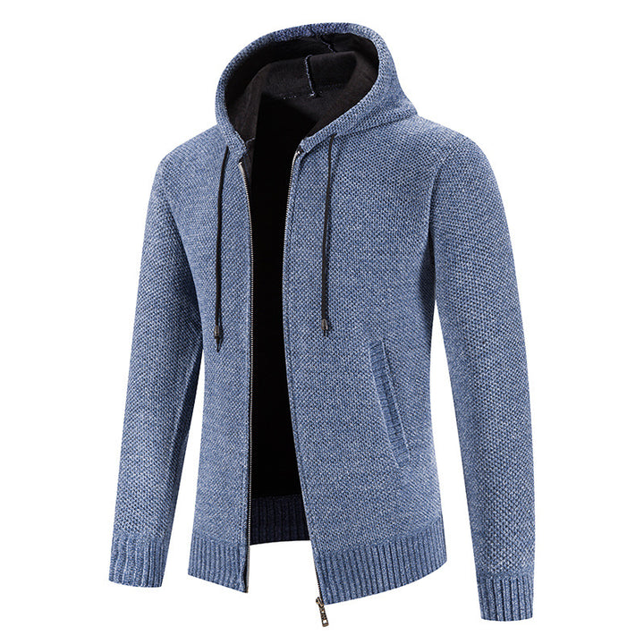 Herren Strickjacke mit Kapuze und strukturiertem Design Echoarchiv