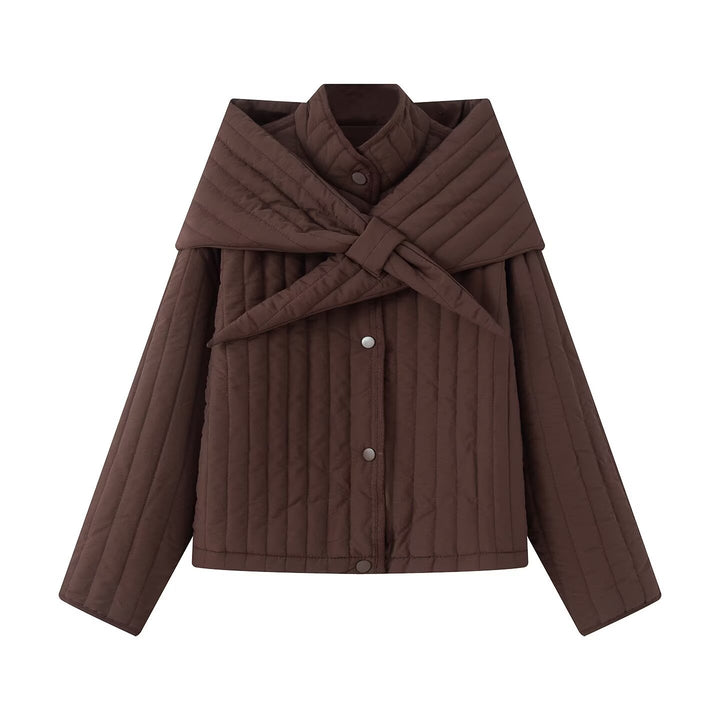 Damen Steppjacke mit übergroßem Wickelkragen und Druckknopf-Leiste Echo Archiv