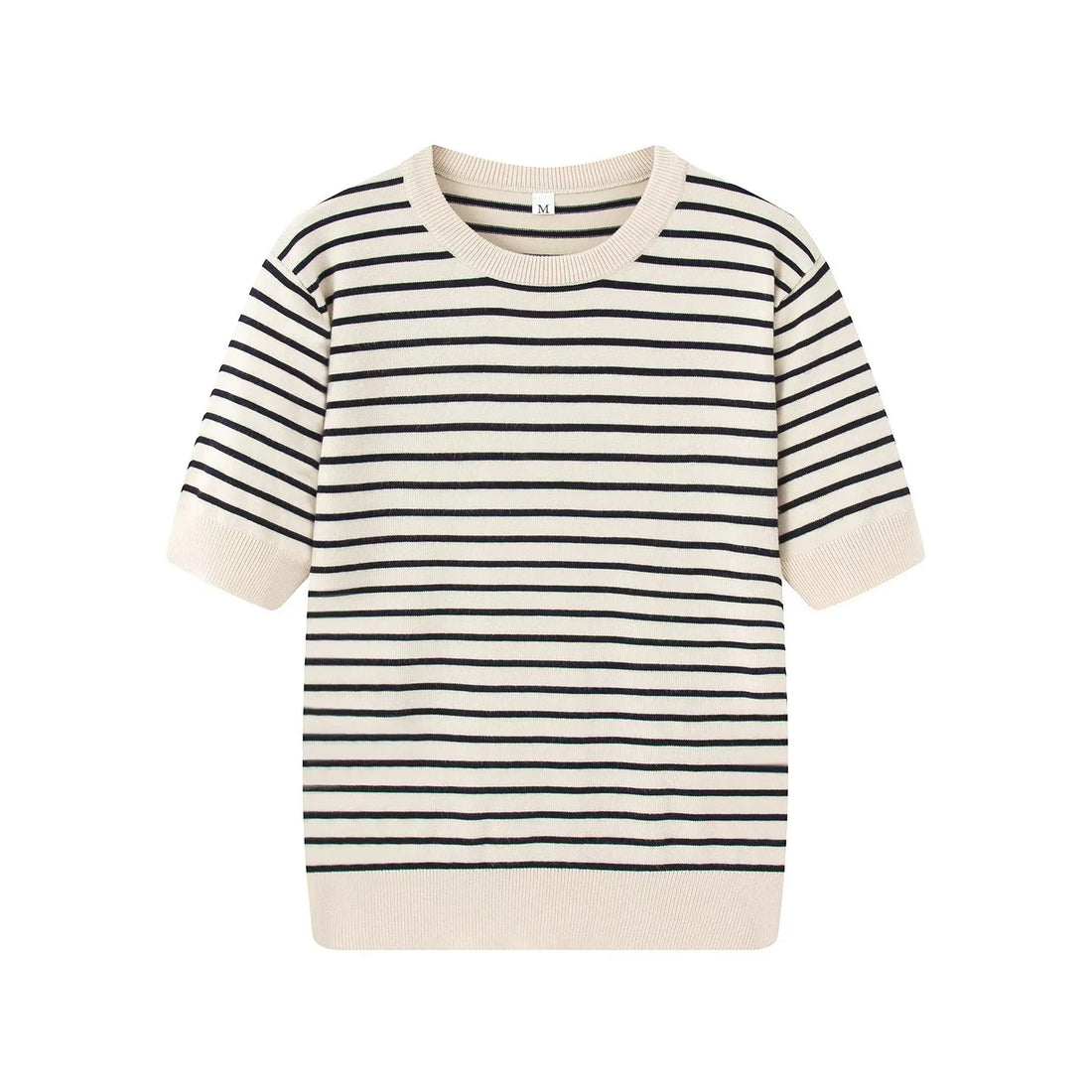 Damen gestreifte Feinstrick-Cardigan mit Rundhalsausschnitt und durchgehender Knopfleiste – Veloura