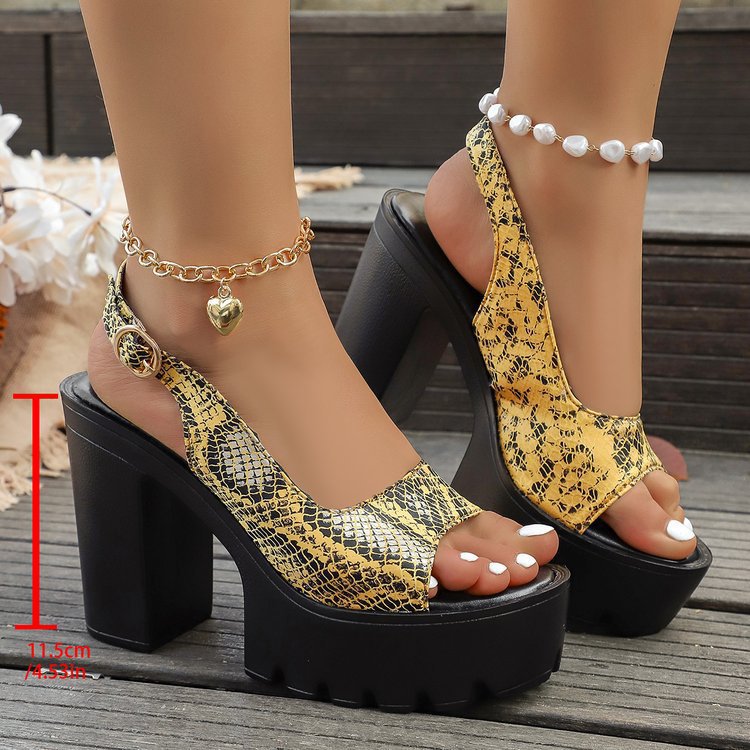 Damen Plateau‑Slingbacks mit klobigem Blockabsatz und glänzendem Lackfinish Echo Archiv