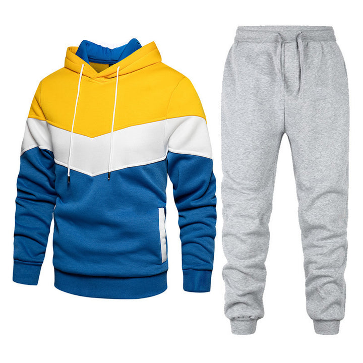 Herren athleisure-Set mit Chevron-Kapuze, fleecegefüttertem Pullover und schmal zulaufender Jogginghose – Marzano