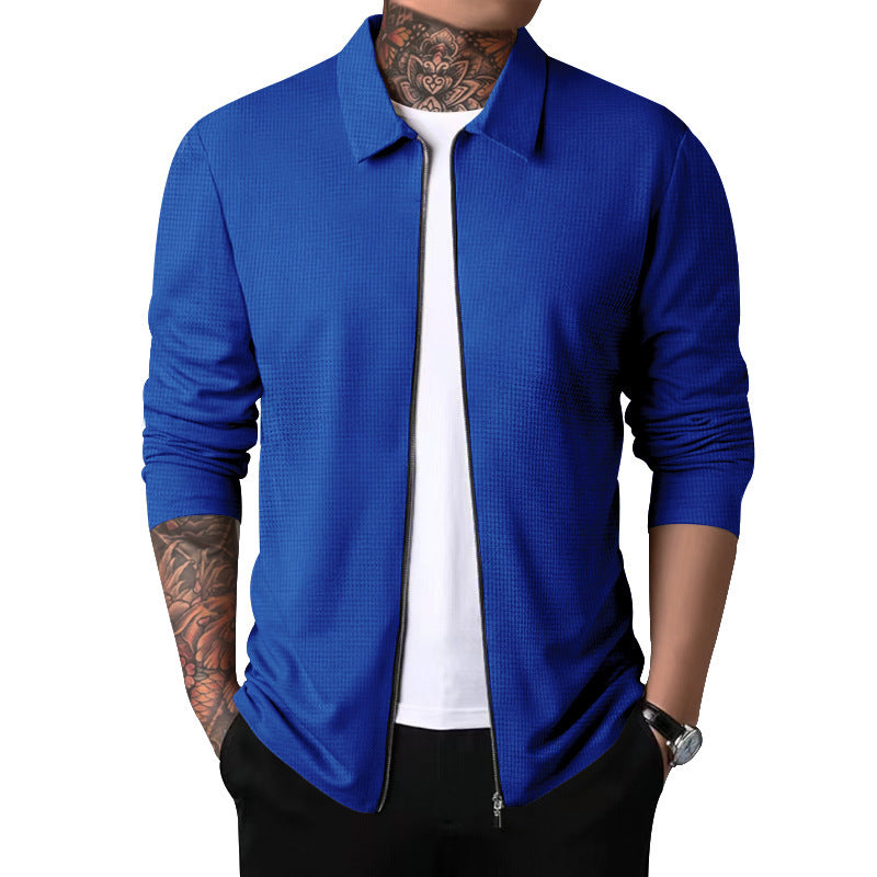 Herren Freizeitjacke mit durchgehendem Reißverschluss und strukturiertem Gewebe Echoarchiv