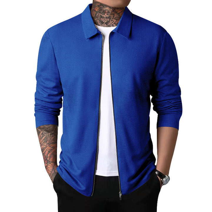 Herren Freizeitjacke mit durchgehendem Reißverschluss und strukturiertem Gewebe Echoarchiv