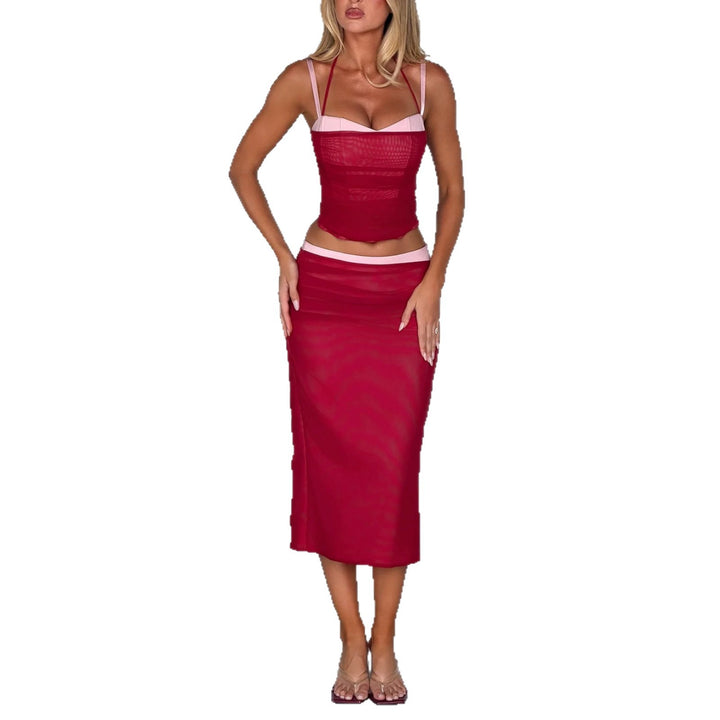 Damen Sexy Crop-Top und Midirock Set Echo Archiv
