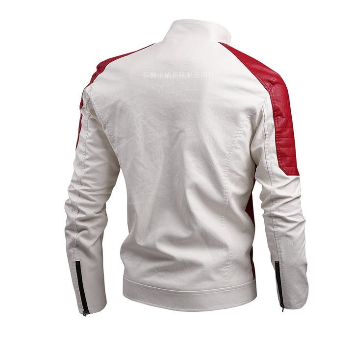 Herren modische Kunstlederjacke mit auffälligen Kontrastdetails Echo Archiv