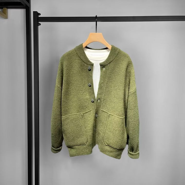 Damen Bequemer Cardigan mit Knopfleiste und Taschen – Veloura