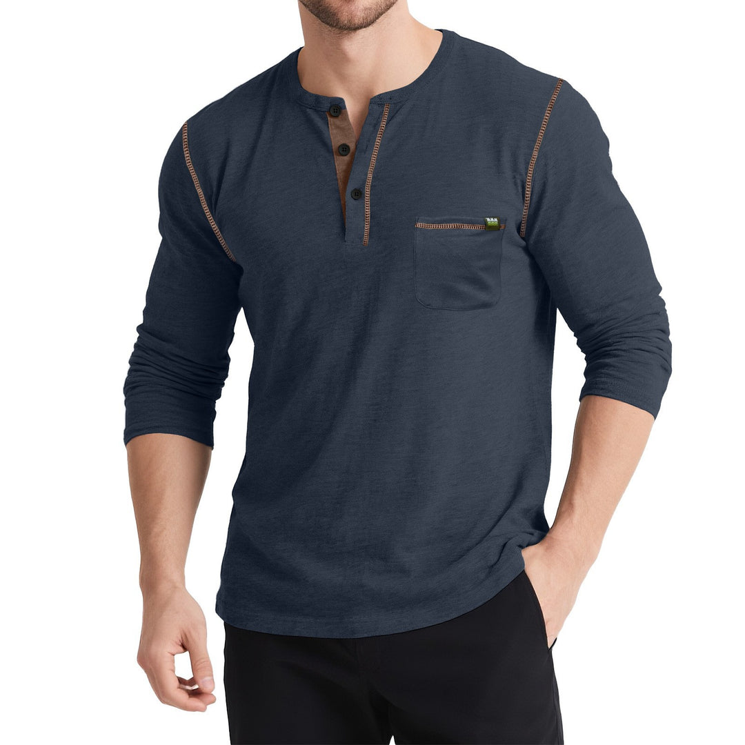 Herren Langärmliges T-Shirt mit Knopfleiste Echoarchiv