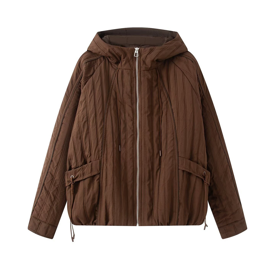 Damen Steppjacke mit Kapuze, Tunnelzug und weitem Schnitt Echoarchiv