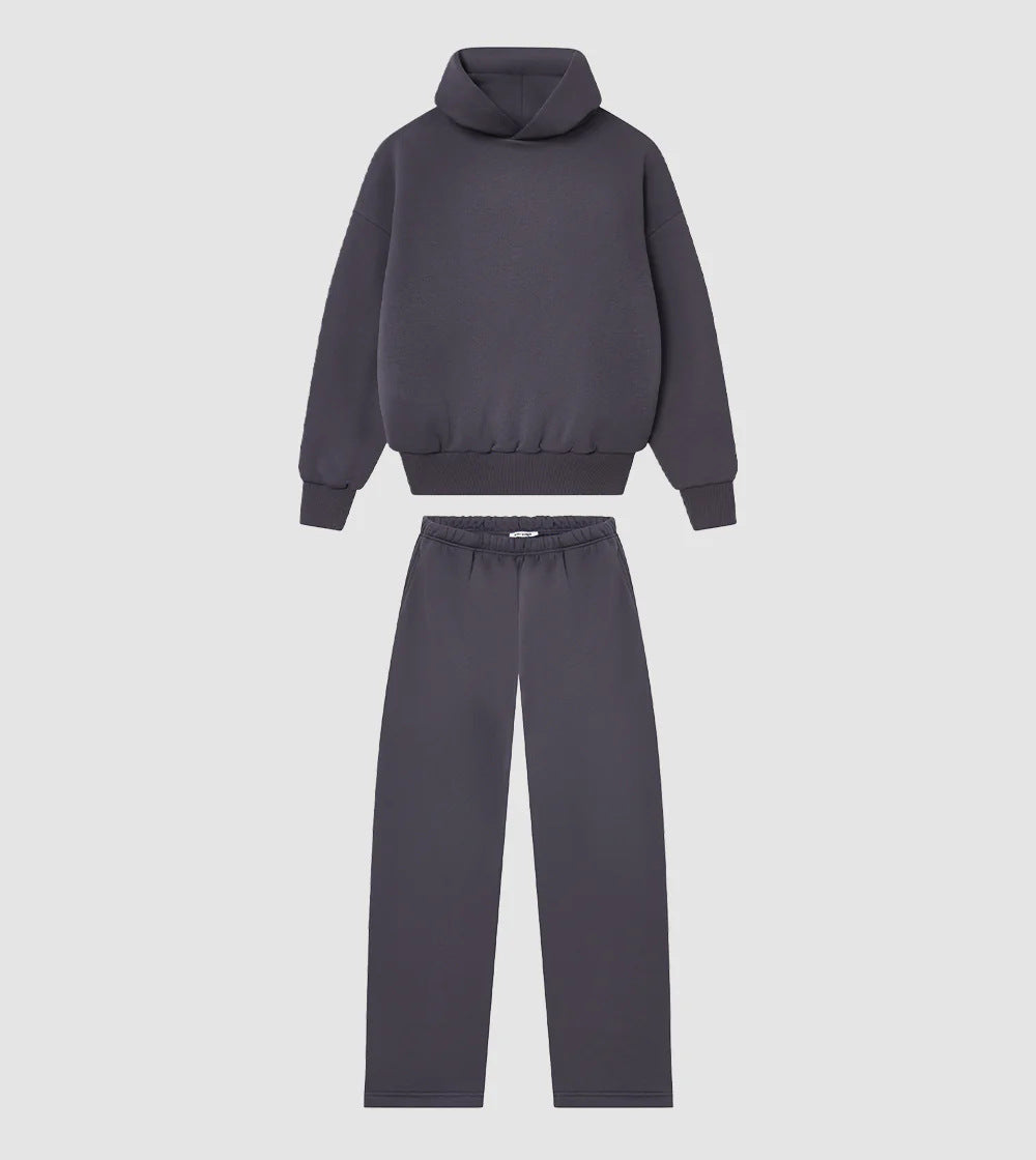 Unisex gemütliches Loungewear-Set mit hohem Rollkragen, relaxed-fit Sweatshirt und gerader Sweatpants – Auréline