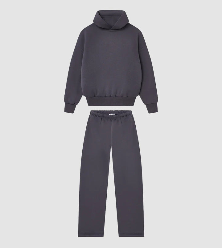Unisex gemütliches Loungewear-Set mit hohem Rollkragen, relaxed-fit Sweatshirt und gerader Sweatpants – Auréline