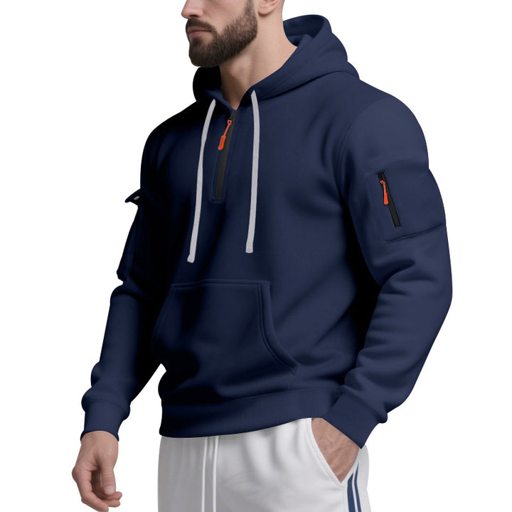 Herren Funktions-Hoodie mit halbem Reißverschluss und praktischen Taschen Echoarchiv