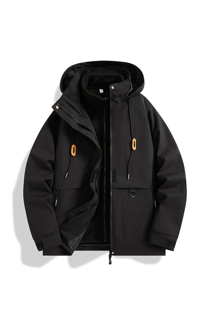 Herren Mehrlagige Softshell-Utilityjacke mit integriertem Fleece-Innenjackett, Kordelzugkapuze und Multifunktions-Taschen Echo Archiv