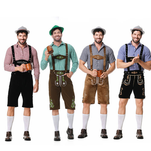 Herren nan authentische Trachtenlederhose kurz mit verstellbaren Trägern und aufwendiger Stickerei Echo Archiv