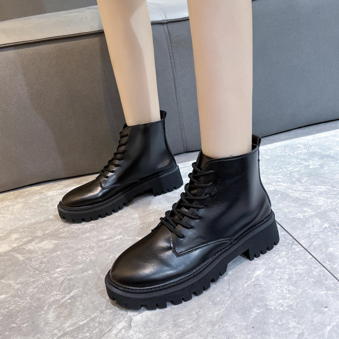 Damen Schnürbiker-Stiefelette mit profilierter Plateausohle Echoarchiv