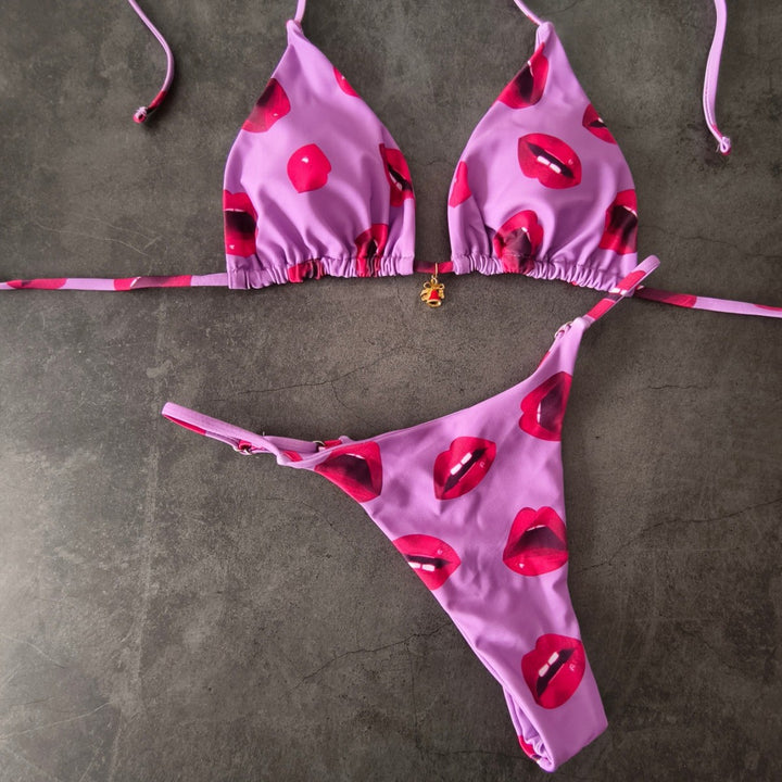 Damen Bikini-Set mit verstellbarem Triangel-Oberteil und hoch geschnittenen Hüftbund Echo Archiv
