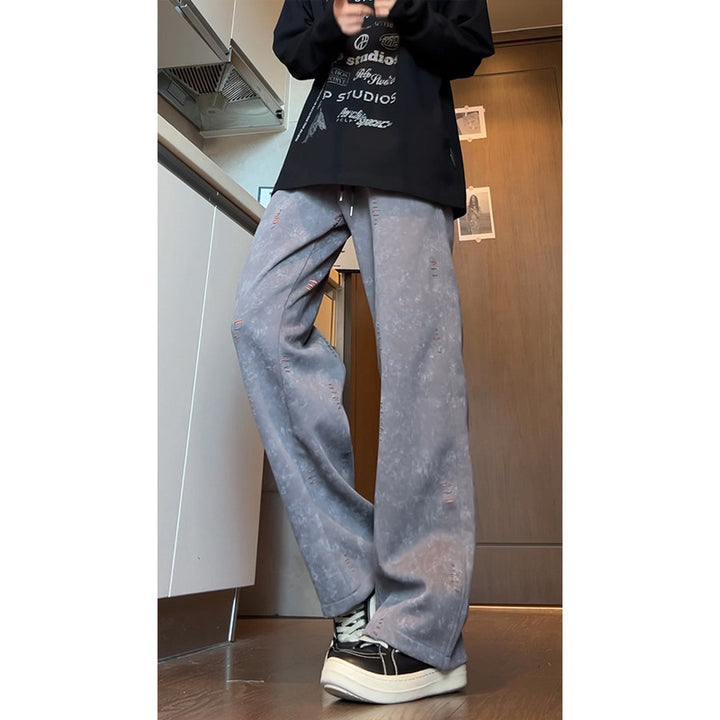 Herren Oversized Cordhose mit Distressed‑Details, weitem Bein und Tunnelzug Echo Archiv