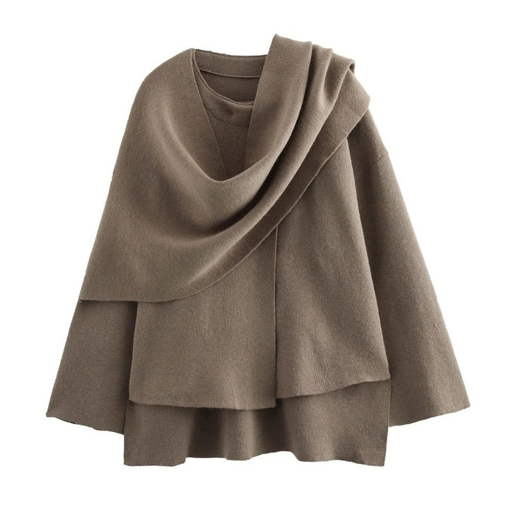 Damen Lagenlook-Poncho mit Ärmeln und Knopfkragen Echo Archiv