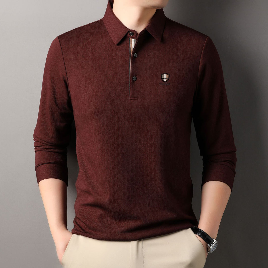 Herren elegantes Langarm Poloshirt mit strukturiertem Material und sportlichem Design Echoarchiv