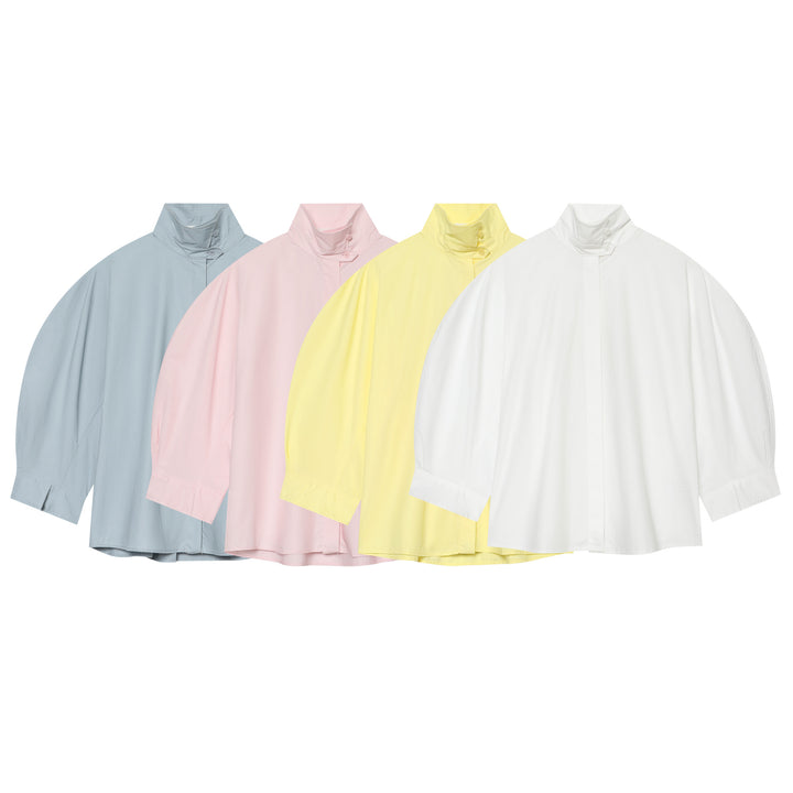 Damen Oversize Regenponcho mit Stehkragen und verdeckter Knopfleiste – Célinea