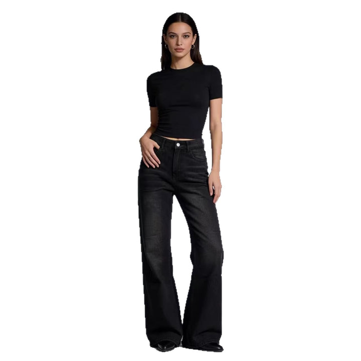 Damen nan hochgeschnittene Stretch-Flared-Jeans mit ausgefranstem Saum und taillierendem Five‑Pocket-Schnitt Echo Archiv