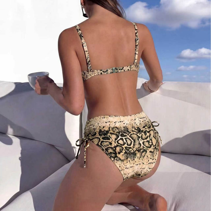 Damen Hochgeschnittener Snake-Print Bikini Echo Archiv