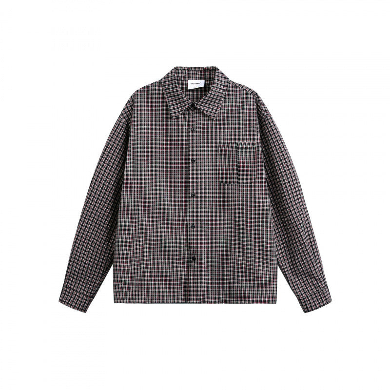 Herren Boxy-Overshirt im feinkarierten Muster mit durchgehender Knopfleiste und aufgesetzter Brusttasche Echo Archiv