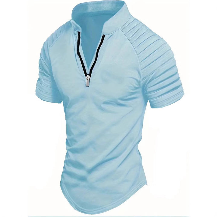 Herren modisches Kurzarm-Polo mit Reißverschluss Echoarchiv
