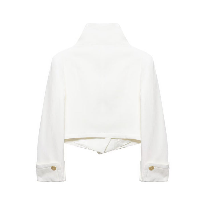Damen Cropped-Blazer mit hohem Stehkragen, doppelreihiger Knopfleiste und Ziermanschetten Echo Archiv
