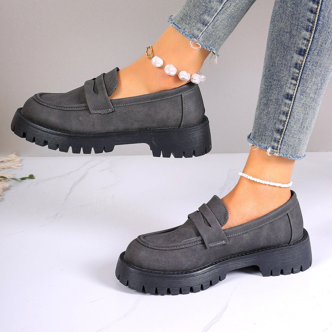 Damen nan Plateau-Loafer mit Profilsohle und Velourslederoptik Echo Archiv