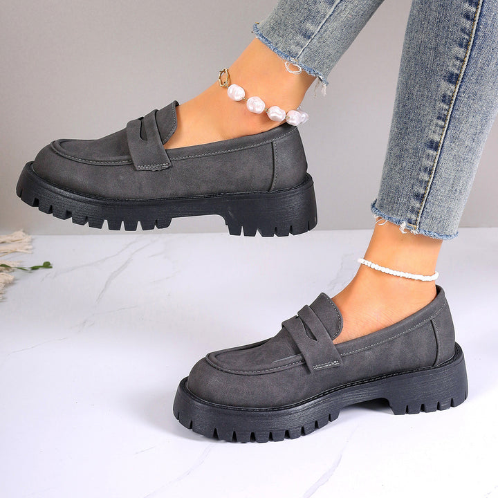 Damen nan Plateau-Loafer mit Profilsohle und Velourslederoptik Echo Archiv