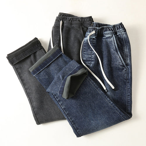 Herren Denim-Jogger mit elastischem Bund, Kordelzug und gekrempeltem Saum Echoarchiv