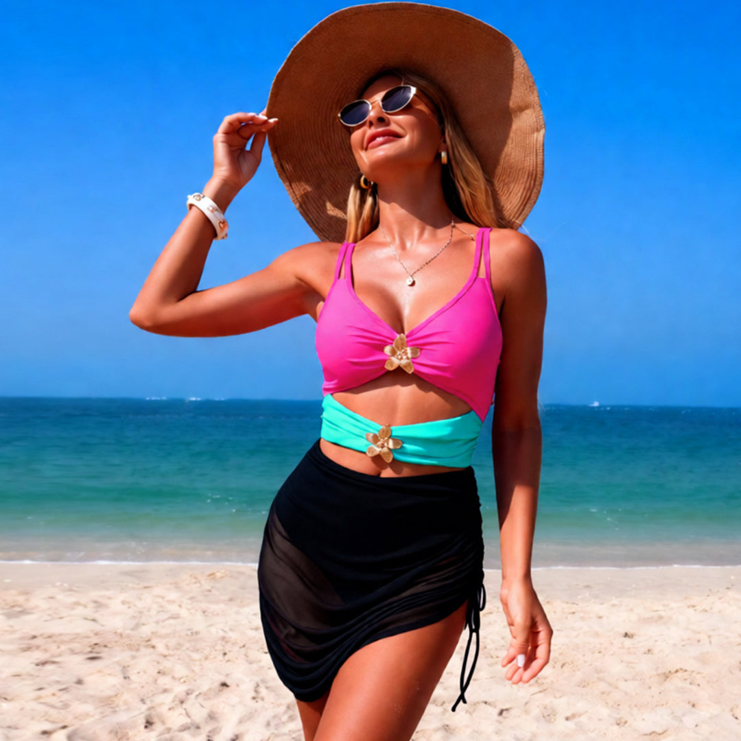 Damen Badeoberteil mit Cut-Outs und Raffung Echo Archiv