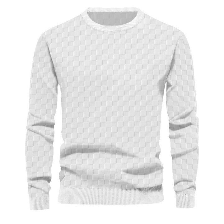 Herren nan feinstrukturierter Rundhals-Pullover mit Karo-Relief und gerippten Bündchen Echo Archiv
