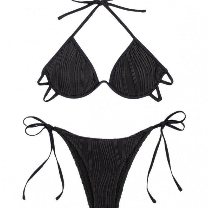 Damen Triangel-Bikini mit Rippstruktur und verstellbaren Bindebändern Echo Archiv