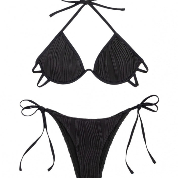 Damen Triangel-Bikini mit Rippstruktur und verstellbaren Bindebändern Echo Archiv
