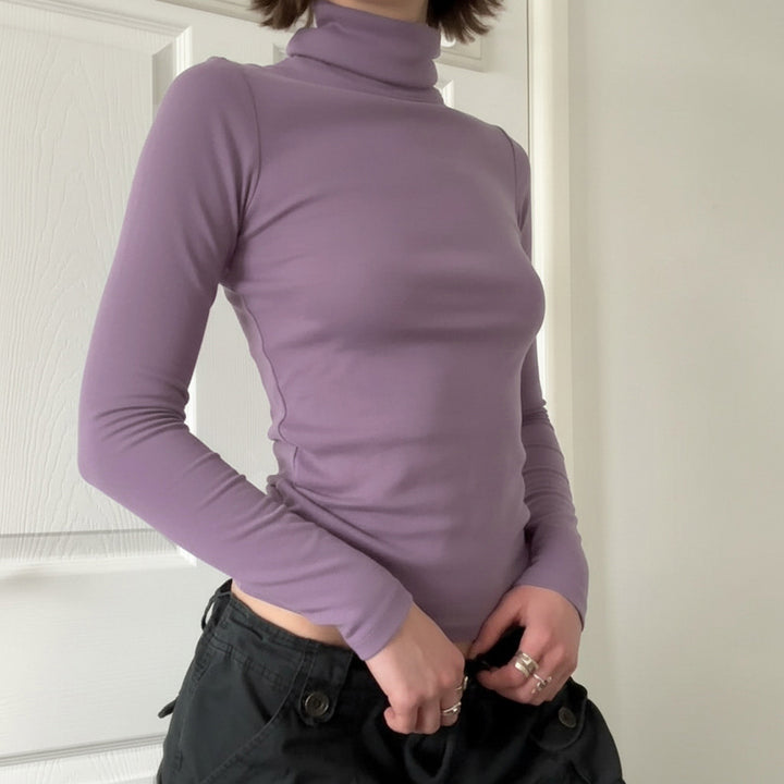 Damen Figurnahes Langarm-Rollkragen-Shirt aus Stretch-Jersey Echo Archiv